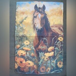 Garden Flag Summer Horse and Flowers 12" x 18" NWOT